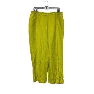 Women’s Lino USA Light Green Linen Blend High Waist Ankle Pants Trousers Size 1X